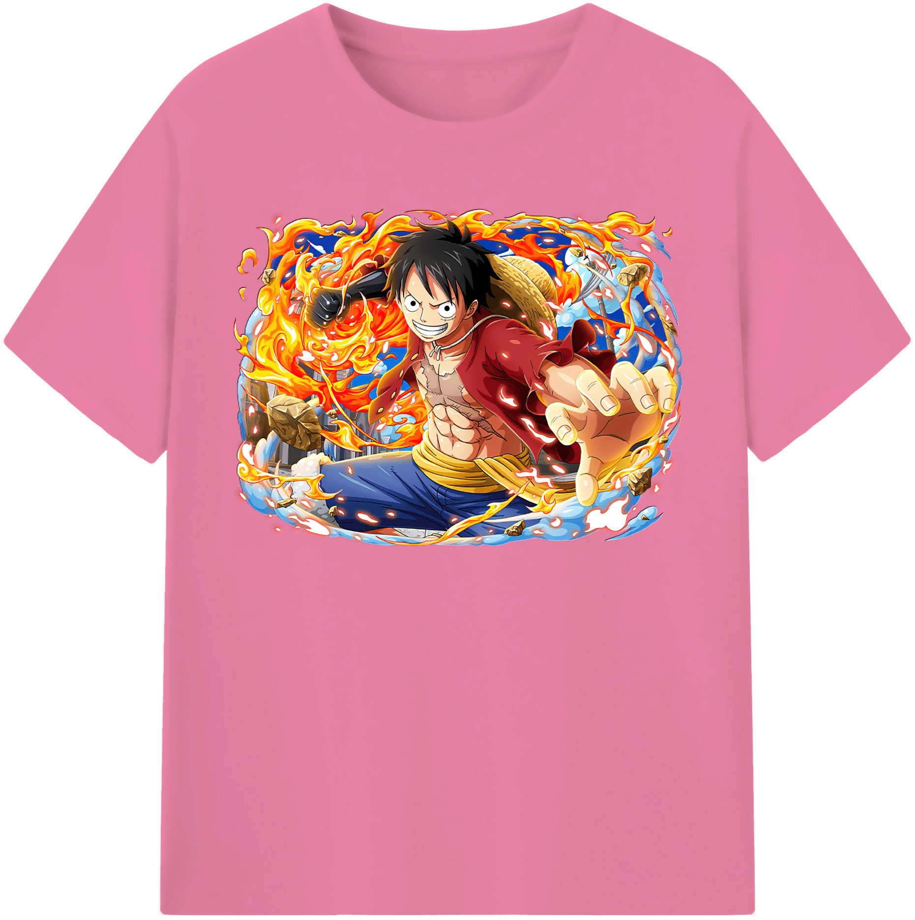 ワンピース モンキー・D・ルフィ ONE PIECE Monkey D. Luffy 綿100％半袖Tシャツ（フロントプリント）